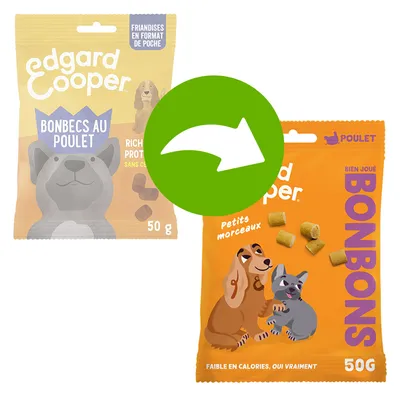 Edgard Cooper Bonbecs au Poulet, riche en protéines, sans céréales, 50g. Petits morceaux, faible en calories, Oui vraiment, 50g.