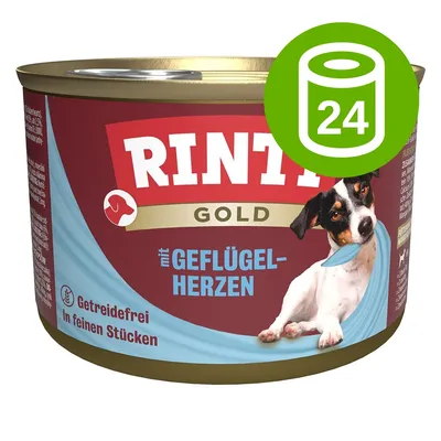 Rinti Gold mit Geflügelherzen, Getreidefrei In feinen Stücken, opakowań 24 sztuki widoczne na ikonie