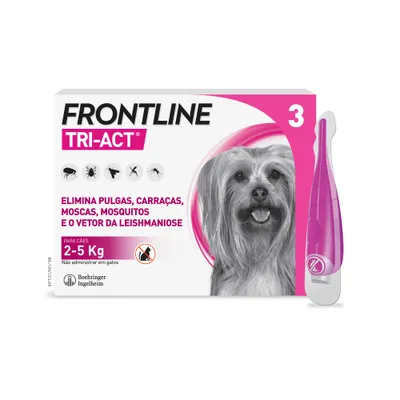 Frontline® Tri-Act pipetas para cães de 2 a 5 kg - 3 pipetas (3 x 0,5 ml) Frontline® Tri-Act pipetas para cães de 2 a 5 kg - 3 pipetas (3 x 0,5 ml)