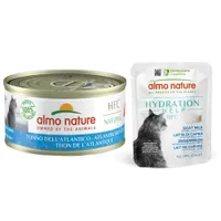  Preț special! 6 pliculețe x 70 g Almo Nature + 15% reducere la 6 pliculețe x 50 g - HFC Natural Ton de Atlantic  6 x 70 g  + Hydration Help Lapte de capră 6 x 50 g 