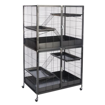 Cage TIAKI Étagère pour petits animaux lot cage principale + unité complémentaire (L 93,5 x l 63 x H 157,8 cm)
