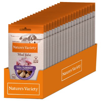 Nature's Variety Friandises pour chien : 2 + 1 paquet offert ! Bouchées à la viande dinde 3 x (20 x 20 g)