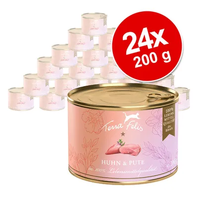 Terra Felis csirke és pulyka, 24x200g konzerv, 100% élelmiszer-minőség, minden alapanyag.