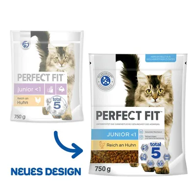 Perfect Fit Junior <1, bogata piletinom, 750g. Novi dizajn s Total 5 konceptom za cjelokupno zdravlje tijela. Perfect Fit Junior <1, bogata piletinom, 750g. Novi dizajn s Total 5 konceptom za cjelokupno zdravlje tijela.