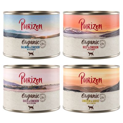 Purizon Organic 6 x 200 g Gemengd pakket: 4 Soorten