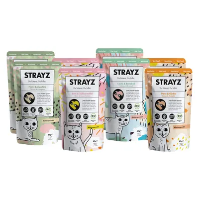 STRAYZ BIO Pouch Saver Pack 12 x 85g - Organic Salmon & Organic Broccoli