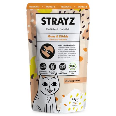 STRAYZ BIO-pose 6 x 85 g Økologisk gås og økologisk græskar