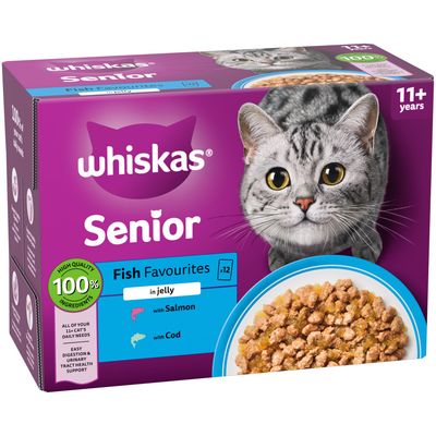 Whiskas 11+ Senior Pouches in Jelly Saver Pack: Fish Favourites in Jelly (96 x 85g)