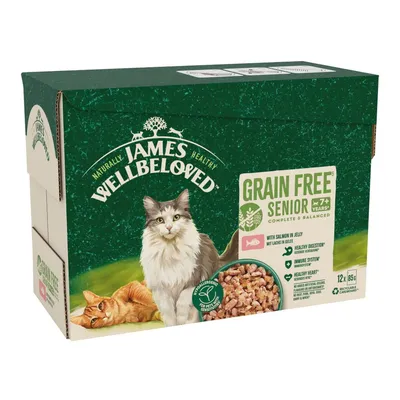 James Wellbeloved Grain-Free Senior 7+ Hypoallergenic Pouches - Salmon in Jelly James Wellbeloved Grain-Free Senior 7+ Hypoallergenic Pouches - Salmon in Jelly