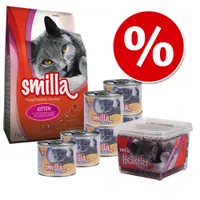 Startovací sada pro koťata: 1kg granulí + konzervy + pamlsky - 1 kg Kitten + 6 x 200 g kuřecí  + Hearties 125 g