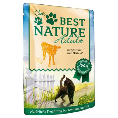 Lot Best Nature Adult 32 x 85 g pour chat veau, courgettes, huile de carthame