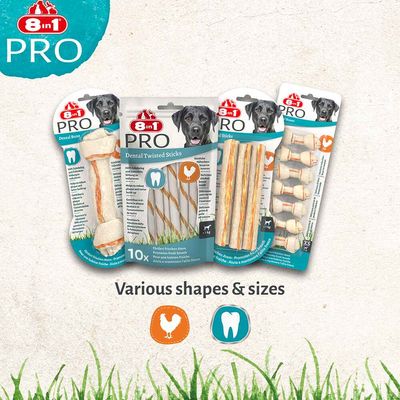 8in1 Pro Dental Twisted Sticks pre malé psy s kuracím - výhodné balenie: 2 x 10 ks