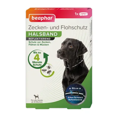 Beaphar collier réfléchissant anti-puces et tiques pour chien - lot économique : 2 x tour de cou env. 65 cm
