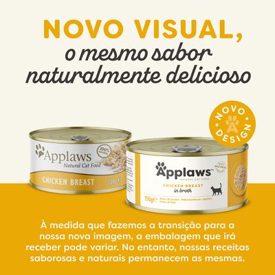 Applaws Natural Cat Food, peito de frango 156 g. Novo visual, o mesmo sabor naturalmente delicioso. Embalagem pode variar durante a transição do design. Novo design destacado.