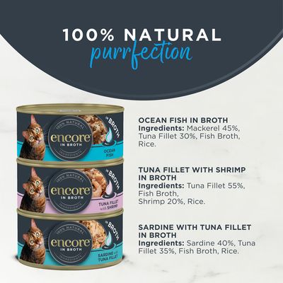 Encore Cat Tin in Broth 12 x 70g - Fish Selection
