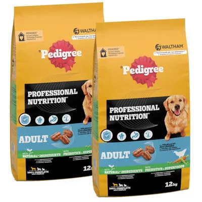 Pedigree Professional Nutrition Adult met Gevogelte & Groente - Voordeelpakket: 2 x 12 kg