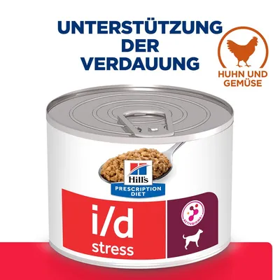 Hill's Prescription Diet i/d Stress Nassfutter für Hunde, Unterstützung der Verdauung, Huhn und Gemüse, ActivBiome+ Technologie.