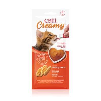 catit Creamy kermaiset herkut kissoille, viljattomia, herkullista kananlihaa, 4 annosta, täysin luonnollinen.