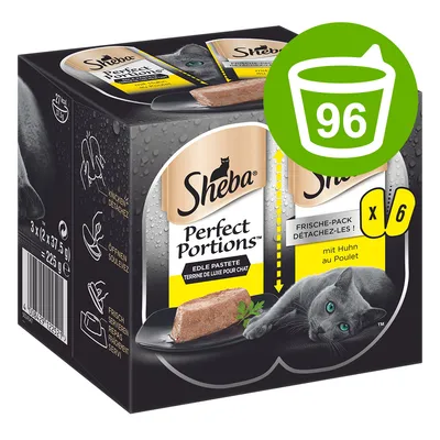 Sheba Perfect Portions fine pâté with chicken, fresh pack, 6 x 37.5 g, total weight 225 g.