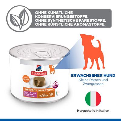 Hill's Science Plan Perfect Digestion Adult Small & Mini Mousse - Truthahn (24 x 200 g)
