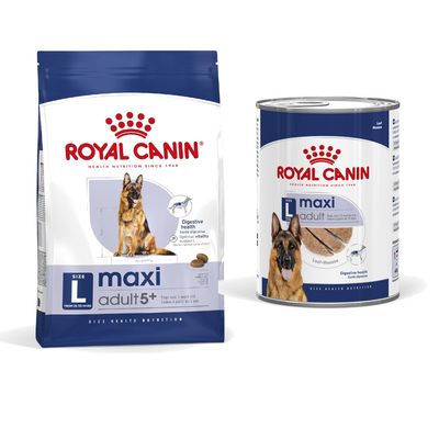 Royal Canin Size Dry Dog Food + Royal Canin Wet Dog Food - 15% Off! * - Maxi Adult 5+ (15kg) + Maxi Ageing in Loaf (12 x 410g)