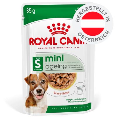 ROYAL CANIN mini ageing Gravy-Salsa, 85g, Size S bis 10 kg, Weight maintenance, hergestellt in Österreich