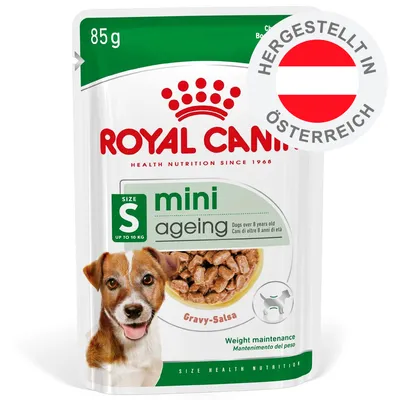 ROYAL CANIN mini ageing Gravy-Salsa, 85g, Size S bis 10 kg, Weight maintenance, hergestellt in Österreich