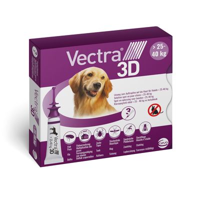 Vectra 3D Solution spot-on pour les chiens de 25 à 40 kg 3 pipettes de 4,7 ml
