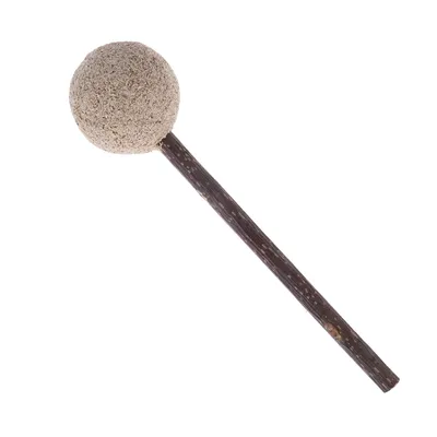 Juguete de varilla de madera marrón con bola beige, apto para mascotas.