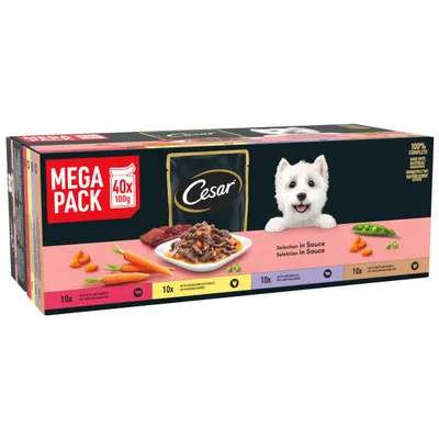 Cesar Pouches Deliciously Fresh Mixed Selection in Sauce - 40 x 100g Cesar Pouches Deliciously Fresh Mixed Selection in Sauce - 40 x 100g