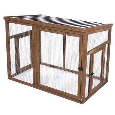 TIAKI Poulailler Ranch en bois (extensible en option) - enclos annexe : L 116 x l 78 x h 89,8 cm