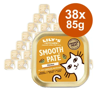 Lily's Kitchen Smooth Paté Chicken, 38x85g. Natürliches Katzenfutter ohne Zucker, getreidefrei, mit hochwertigem Fleisch. Für vollständige Ernährung.