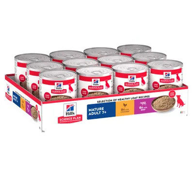 Hill's Science Plan Mature Adult 7+ - 24 x 370 g mit Huhn & Rind