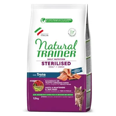 Natural Trainer Cat Sterilised met forel - Dubbelpak: 2 x  1,5 kg