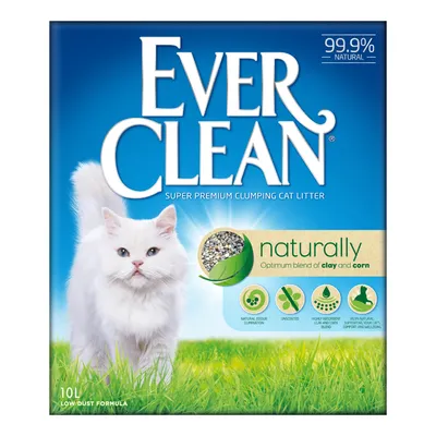 Ever Clean Super Premium Klumpstreu, 99,9% natürlich, Mischung aus Ton und Mais, unparfümiert, natürliche Farbentfernung, hochabsorbierend, 10L Low Dust Formula.