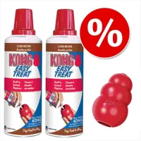 Set addestramento KONG Classic Rosso e KONG Easy Treat Liver - XL: 13 cm + pasta (2 x 236 g)