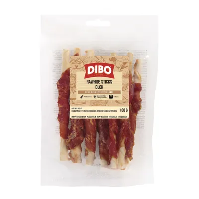 DIBO tyčinky ze syrové kůže s kachním - 100 g