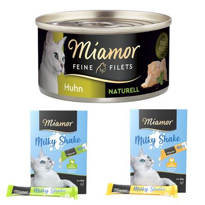 Miamor: 6 x 80 g Feine Filets Naturelle + Milky Shake, 8 x 20 g gratis!