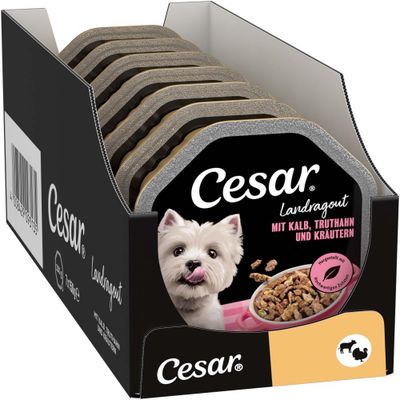 Mégapack Cesar 14 x 150 g pour chien - Ragoût veau, dinde
