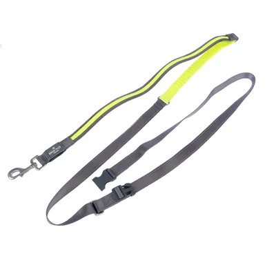 Nomad Tales Spirit USB LED běžecké vodítko neonově žluté a šedé - délka 180 - 250 cm, šířka 25 mm