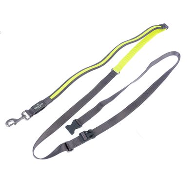 Laisse de jogging Nomad Tales Spirit USB LED jaune fluo et gris pour chien – L 180 à 250 cm, l 25 mm