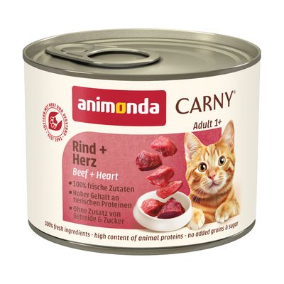 Lot Animonda Carny Adult 24 x 200 g pour chat bœuf, cœur