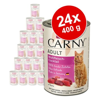 Πακέτο Προσφοράς animonda Carny Adult 24 x 400 g Mix: Βοδινό/Κοτόπουλο/Καρδιές Πάπιας & Βοδινό/Κοτόπουλο (2 είδη)