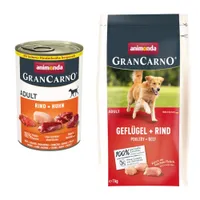 animonda GranCarno Original 6 x 400 g + 1 kg Adulto ave + vacuno ¡gratis! - Adult Vacuno y pollo (6 x 400 g) + pienso Adult ave + vacuno (1 kg)