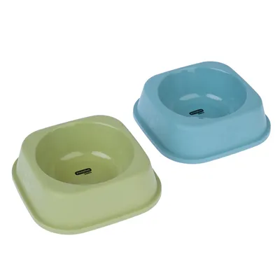 zooplus Basics Plastic Square Cat Bowls - 2 x 300ml