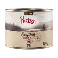 Ekonomipack: Purizon Original 12 x 200 g - spannmålsfritt - Kitten Kycklingfilé & kalkon