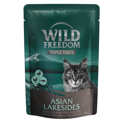 Wild Freedom Triple Taste в паучове 8 x 85 г Asian Lakesides - пиле с патица и херинга