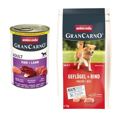animonda GranCarno Original 6 x 400 g + granule 1 kg zadarmo - hovězí a jehněčí
