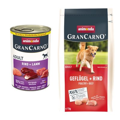 animonda GranCarno Original 6 x 400 g + granule 1 kg zadarmo hovězí a jehněčí