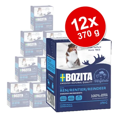 Bozita hrană pentru câini cu ren, 12 x 370 g, fără cereale, fără organisme modificate genetic, fără adaos de zahăr, 100% proteină animală, ingrediente suedeze.